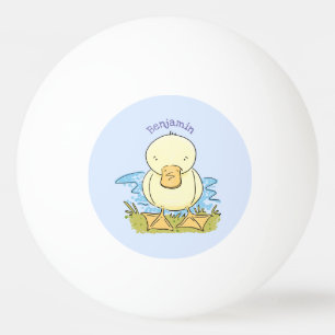 Cute yellow baby ducking cartoon illustratie pingpongbal