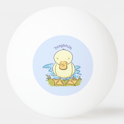 Cute yellow baby ducking cartoon illustratie pingpongbal (Voorkant)