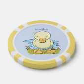 Cute yellow baby ducking cartoon illustratie poker chips (Enkel)