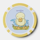 Cute yellow baby ducking cartoon illustratie poker chips (Achterkant)