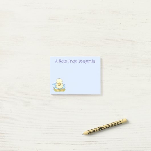 Cute yellow baby ducking cartoon illustratie post-it® notes (Op bureau)