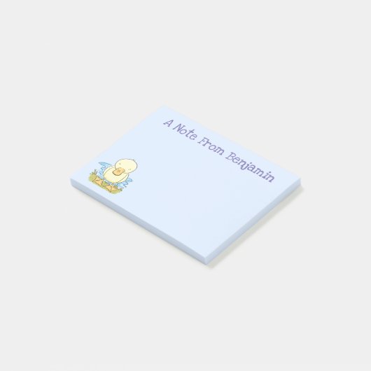 Cute yellow baby ducking cartoon illustratie post-it® notes (Schuin)