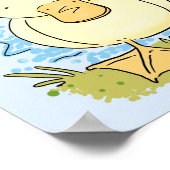 Cute yellow baby ducking cartoon illustratie poster (Hoek)