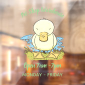 Cute yellow baby ducking cartoon illustratie raamsticker (Vel 2)
