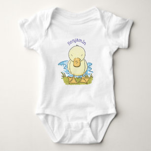 Cute yellow baby ducking cartoon illustratie romper