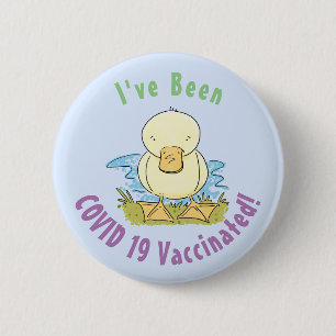 Cute yellow baby ducking cartoon illustratie ronde button 5,7 cm
