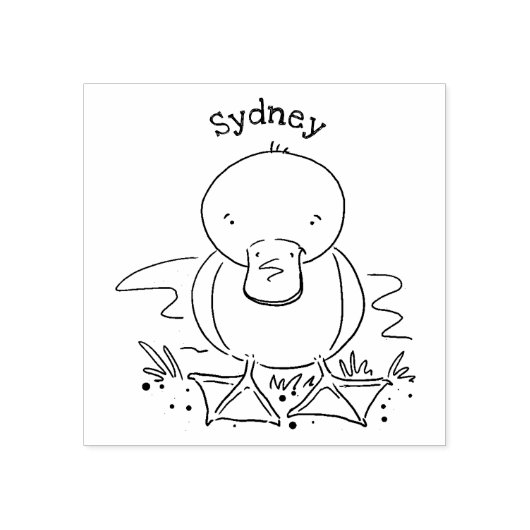 Cute yellow baby ducking cartoon illustratie rubberstempel (Afrduk)