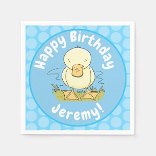 Cute yellow baby ducking cartoon illustratie servet