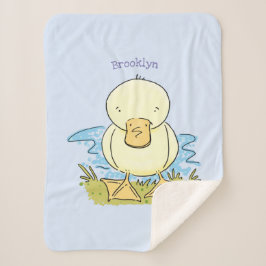 Cute yellow baby ducking cartoon illustratie sherpa deken