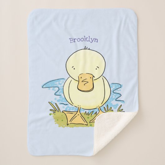 Cute yellow baby ducking cartoon illustratie sherpa deken (Voorkant)