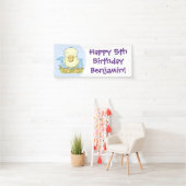Cute yellow baby ducking cartoon illustratie spandoek (Insitu)