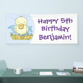 Cute yellow baby ducking cartoon illustratie spandoek (Beurs)