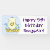 Cute yellow baby ducking cartoon illustratie spandoek (Horizontaal)