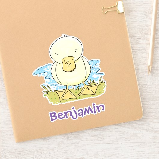 Cute yellow baby ducking cartoon illustratie sticker (Notitieboek)