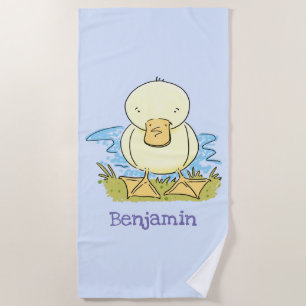 Cute yellow baby ducking cartoon illustratie strandlaken