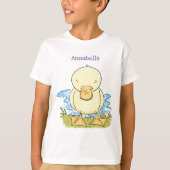 Cute yellow baby ducking cartoon illustratie t-shirt (Voorkant)