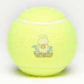 Cute yellow baby ducking cartoon illustratie tennisballen (Achterkant)