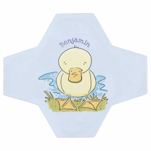 Cute yellow baby ducking cartoon illustratie voetbal (Enkel)