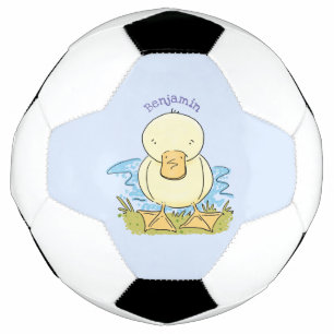 Cute yellow baby ducking cartoon illustratie voetbal