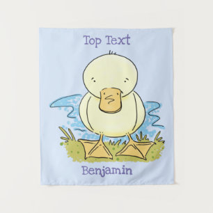 Cute yellow baby ducking cartoon illustratie wandkleed
