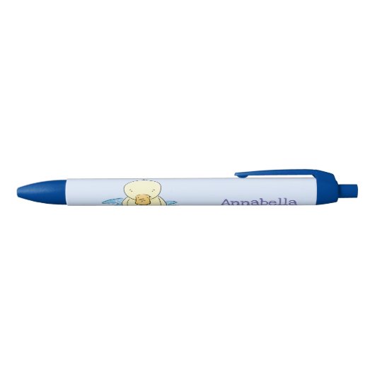 Cute yellow baby ducking cartoon illustratie zwarte inkt pen (Bovenkant)