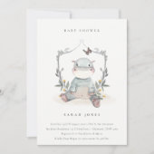 Cute Yellow Baby Hippo Foliage Baby shower Invite Bedankkaart (Voorkant)