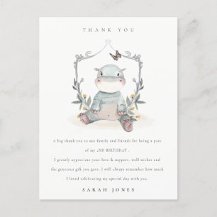 Cute Yellow Baby Hippo Foliage elke dag van de lee Briefkaart