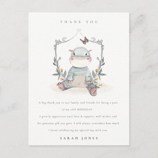 Cute Yellow Baby Hippo Foliage elke dag van de lee Briefkaart (Voorkant)