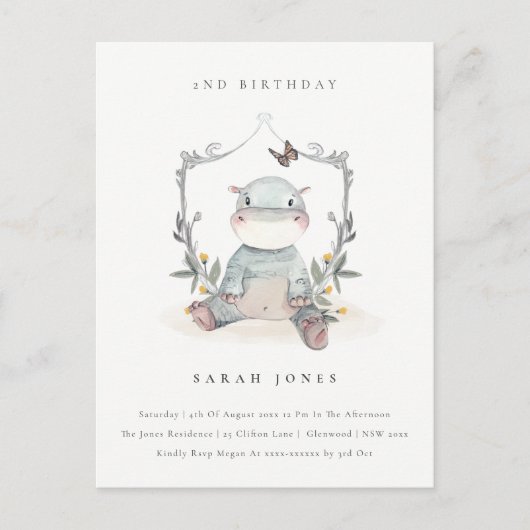 Cute Yellow Baby Hippo Foliage elke dag van de lee Briefkaart (Voorkant)