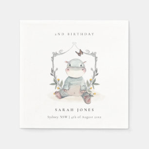 Cute Yellow Baby Hippo Foliage elke dag van de lee Servet