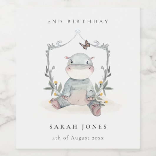 Cute Yellow Baby Hippo Foliage elke dag van de lee Wijn Etiket (Enkel label)