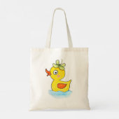 Cute Yellow Baby Rubber Duck with Clover Hat funny Tote Bag (Achterkant)