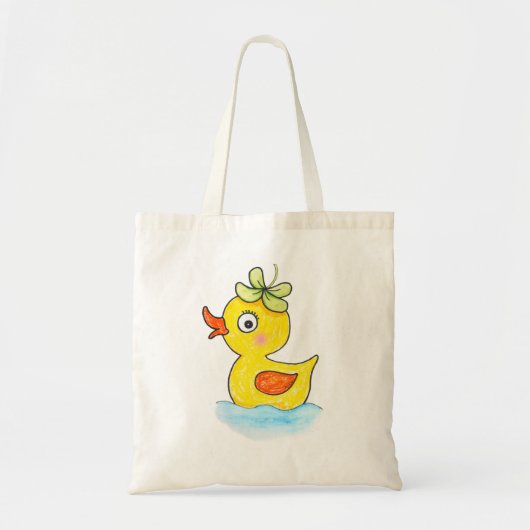 Cute Yellow Baby Rubber Duck with Clover Hat funny Tote Bag (Voorkant)