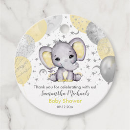 Cute Yellow Baby shower Elephant-ballonnen Bedankjes Labels