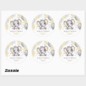 Cute Yellow Baby shower Elephant-ballonnen Ronde Sticker (Vel)