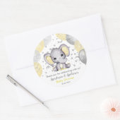 Cute Yellow Baby shower Elephant-ballonnen Ronde Sticker (Envelop)