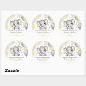 Cute Yellow Baby shower Elephant-ballonnen Ronde Sticker (Vel)
