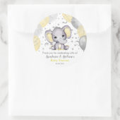 Cute Yellow Baby shower Elephant-ballonnen Ronde Sticker (Tas)
