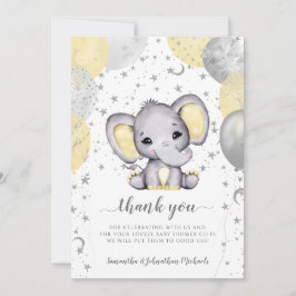 Cute Yellow Baby shower Elephant Balloons Bedankt