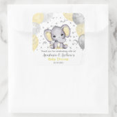 Cute Yellow Baby shower Elephant Balloons Square S Vierkante Sticker (Tas)
