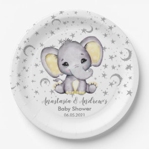 Cute Yellow Baby shower Elephant Papieren Bordje