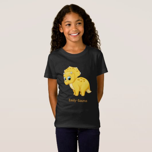 Cute Yellow Baby Triceratops Dinosaur T-shirt (Voorkant volledig)