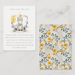 Cute Yellow Baby Zebra fauna Books for Baby shower Informatiekaartje