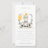 Cute Yellow Baby Zebra Foliage Baby shower Bedankkaart (Voorkant)