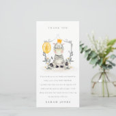Cute Yellow Baby Zebra Foliage Baby shower Bedankkaart (Staand voorkant)