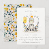 Cute Yellow Baby Zebra Foliage Baby shower Briefkaart (Voorkant / Achterkant)