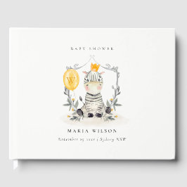 Cute Yellow Baby Zebra Foliage Baby shower Gastenboek