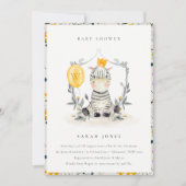Cute Yellow Baby Zebra Foliage Baby shower Invite Bedankkaart (Voorkant)
