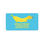 Cute Yellow Banana Dog Return Address Etiket (Voorkant)
