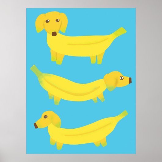 Cute Yellow Banana Dogs Graphic Poster (Voorkant)